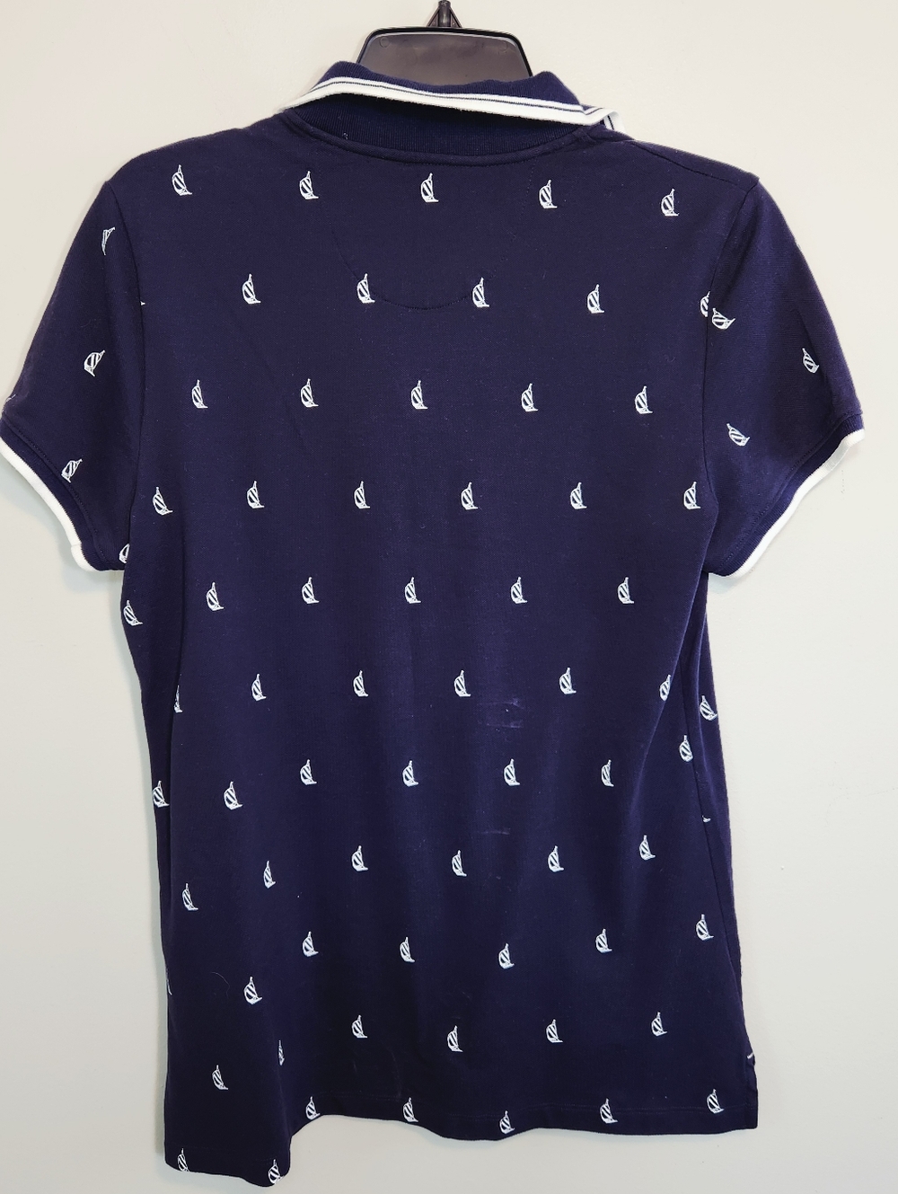 NEW Nautica Sustainably Crafted  Polo Sz L Cotton-knit Golf Navy Sailboat NWOT - Picture 3 of 8